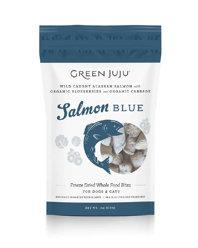 Green JuJu Freeze-Dried Salmon Blue Bites for Dogs & Cats 3oz