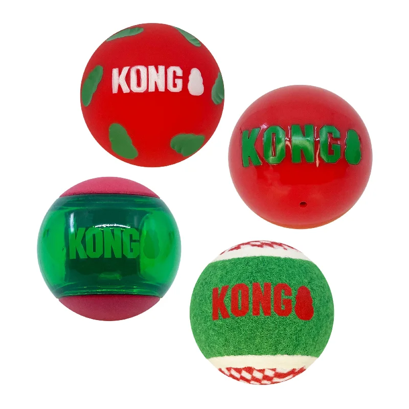 KONG Christmas Occasions Balls Medium 4 Pack Dog Toy<3 <3 <3