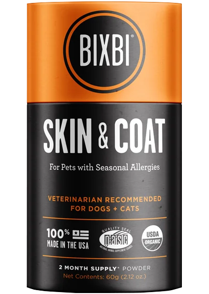 Bixbi Mushroom Supplements for Dogs & Cats - Skin & Coat 60g/2.12oz Jar